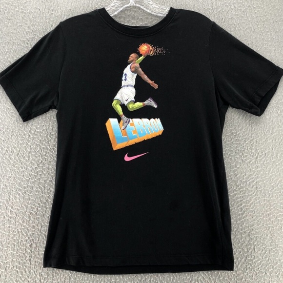 Nike Shirt Boys Black DriFit Kids Lebron James Youth Short Sleeve - Picture 1 of 4